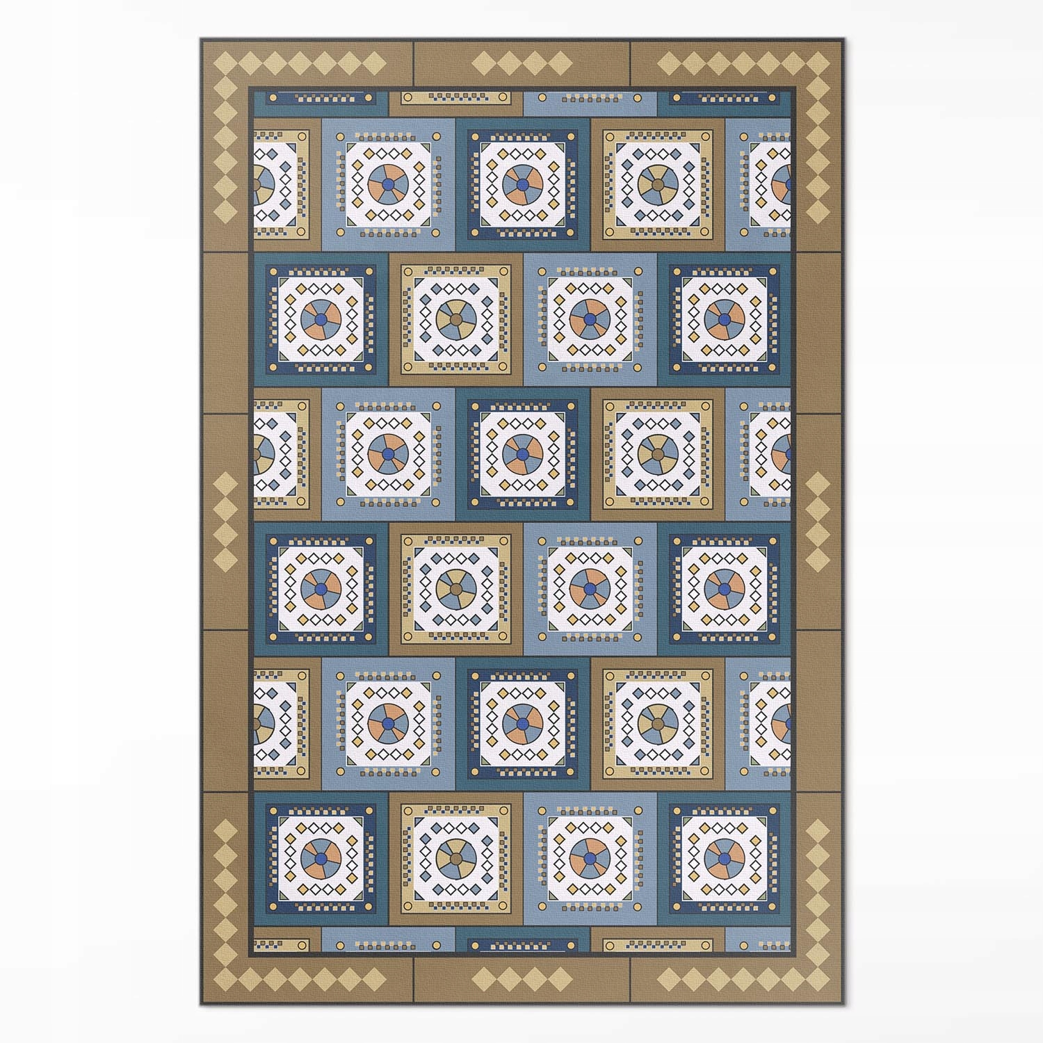 Koberec Vinyl do domu Geometrická kocka vzor v retro štýle Veľký 140 x 210 cm