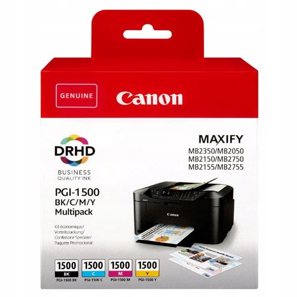 Zestaw Oryginalnych tuszy Canon PGI-1500 Cmyk MB2050 MB2150 MB2155 MB2350