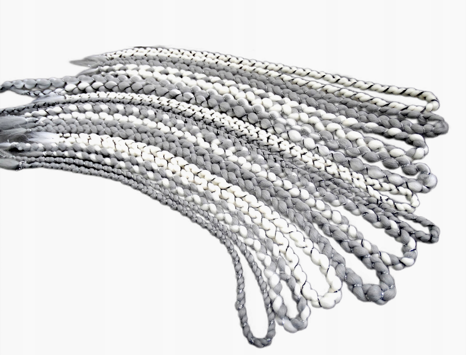 Opakovaně Použitelné vlněné copánky, bílé šedé, Jemný Dotek, 10 kusů