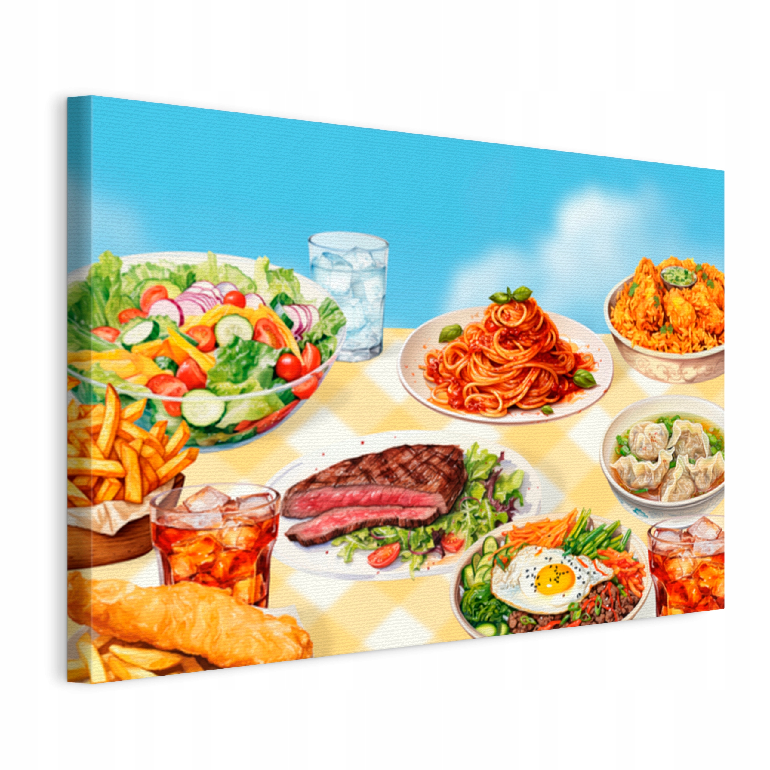 Obraz na plátně Terasová hostina s těstovinami do kuchyně restaurace 75x50