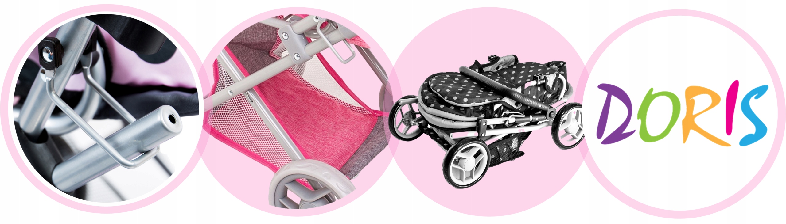 Doris wózek dla lalek SPACERÓWKA GONDOLA TORBA 3w1 Elementy zestawu nosidełko pościel torba przewijak