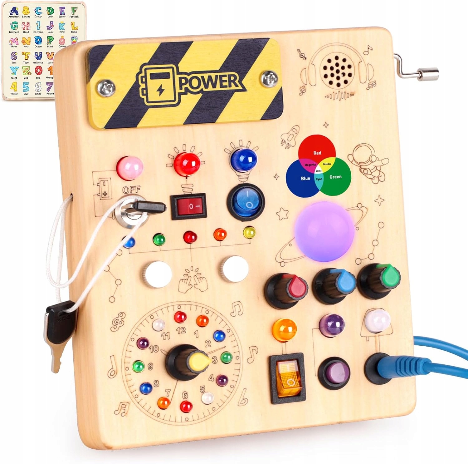 Tablica Montessori Busy Board Led 24 Diody 12 Przełączników Dla Dzieci 1-3L