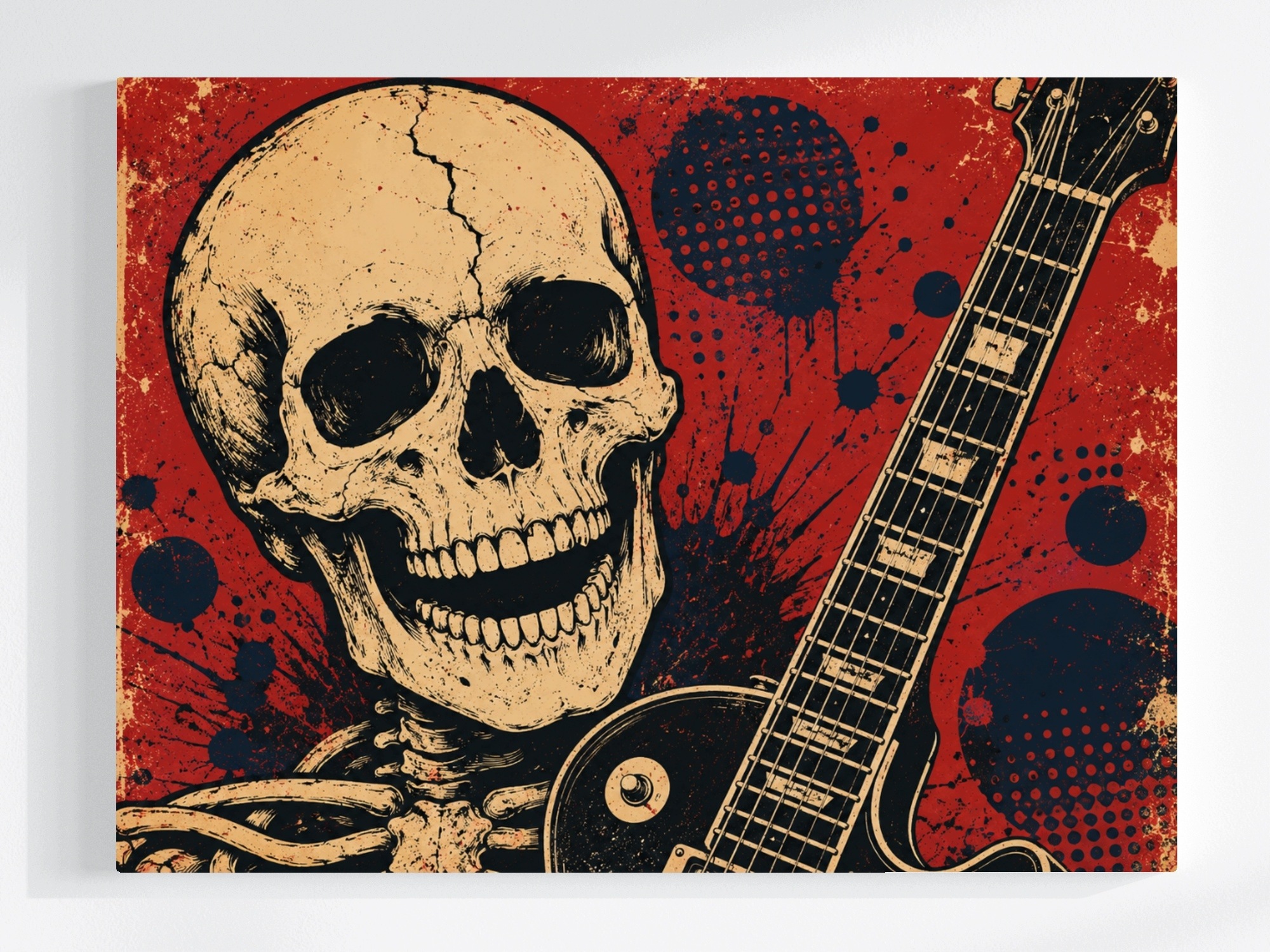 Obraz Na Plátně Canvas Hudba Lebka Rock Metal Punk Vintage Retro 80x60