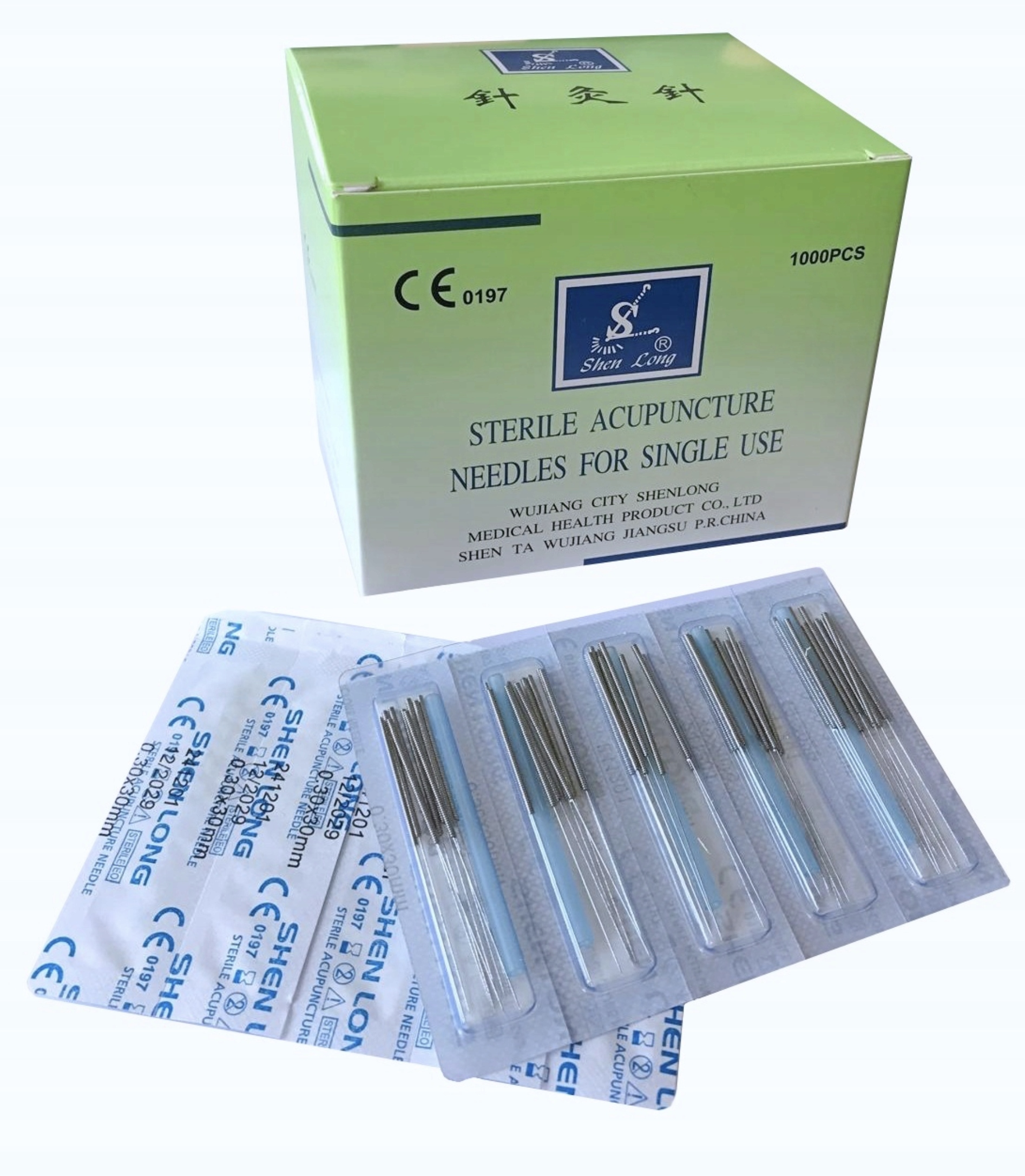 Igły Shen Long ze stalowym uchwytem i prowadnicą 1000 szt. 0,20x25 mm