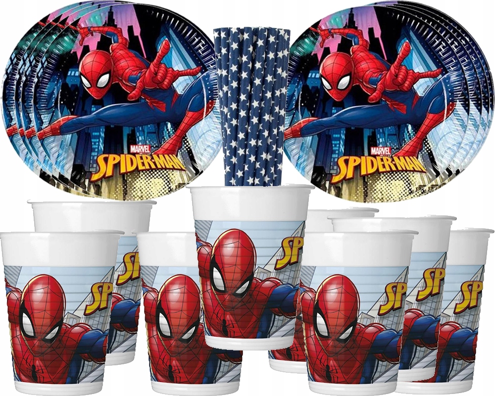 ZESTAW TALERZYKI KUBECZKI Spiderman URODZINOWE Marka PartyPal