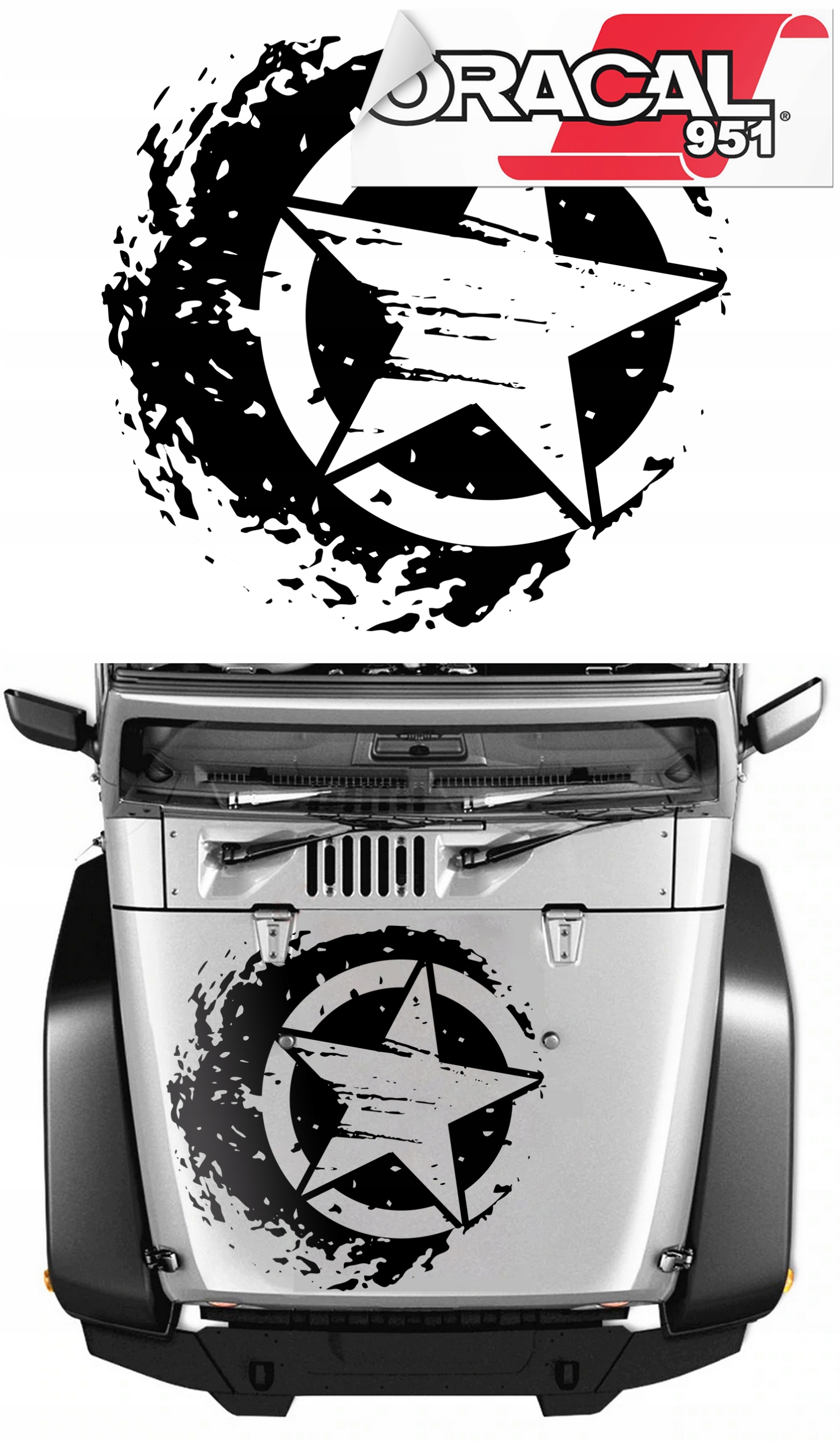 Наклейки на капот JEEP OFF ROAD тема 60x57cm 951