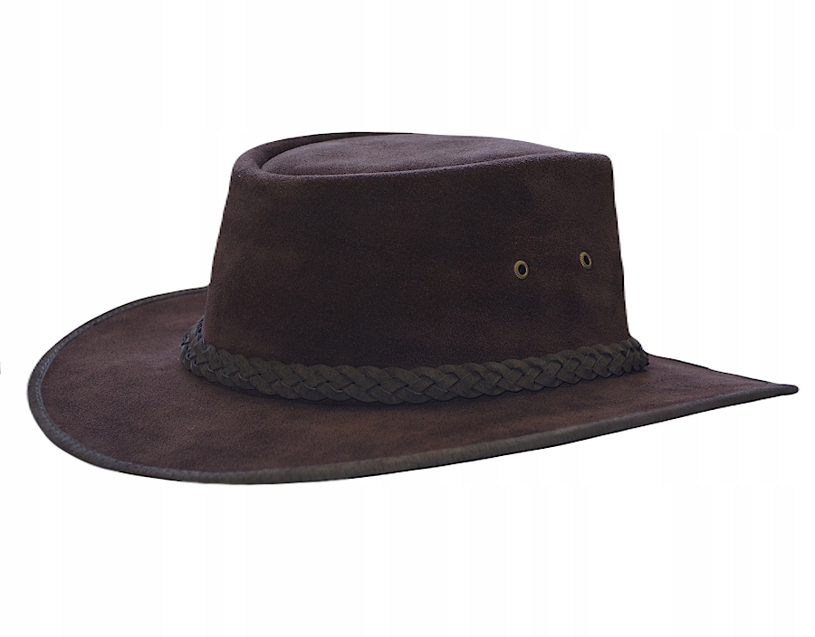 Kožený klobouk Hunter Outback Hnědý semiš Western pro Rancho Witleather