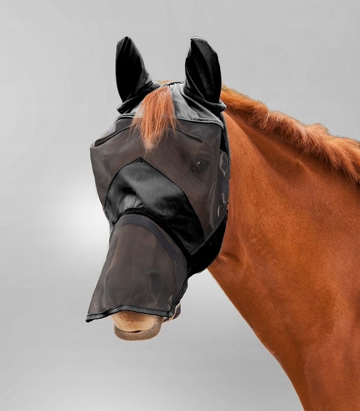 Maska przeciw owadom z uszami i ochroną chrap Waldhausen black Pony