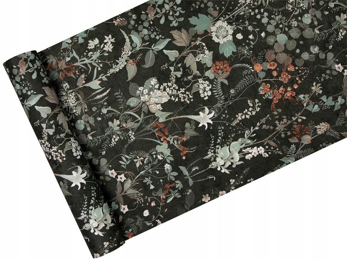 

Tapeta skandynawska zioła drobne Gałązki antracyt