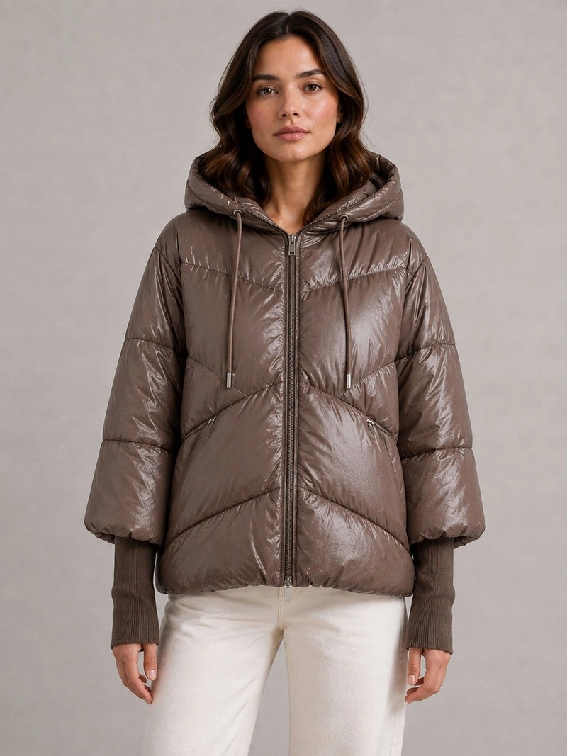Volná Bunda S Náplety B6078 Hnědá XL (42)