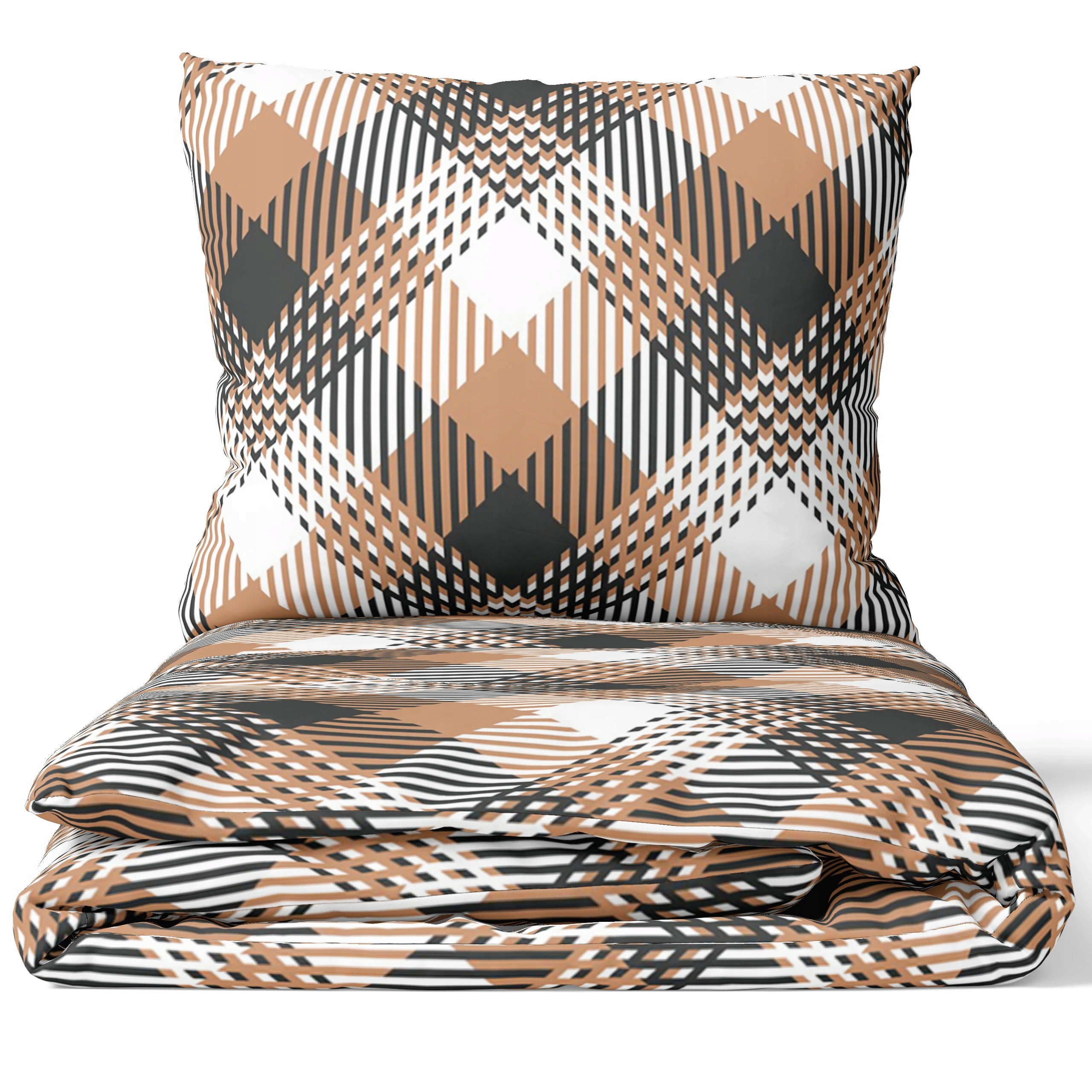 Pościel 160x200 W Kratę Bawełna Premium J&w Karmelowy Tartan