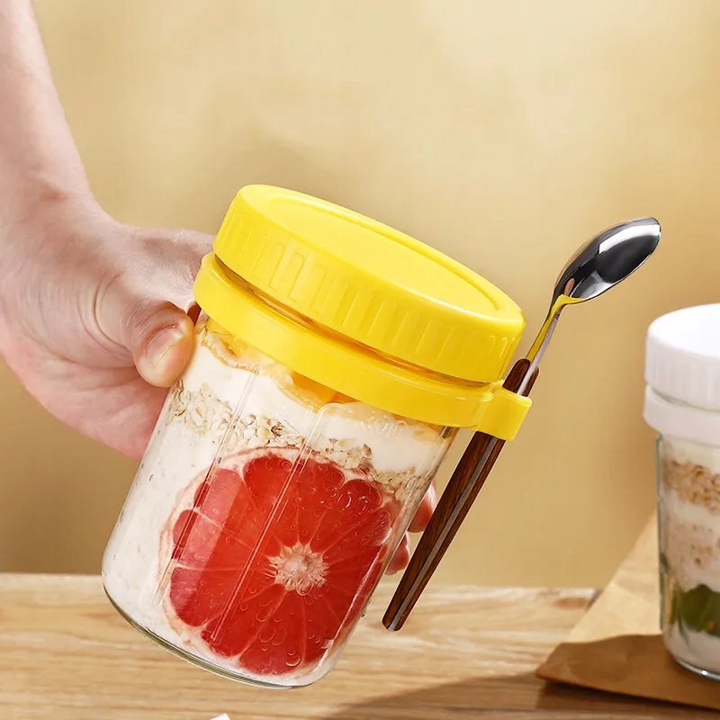 350ml 600ml Breakfast Cup Food Storage Yogurt Glass Container With A18721 • Cena, Opinie
