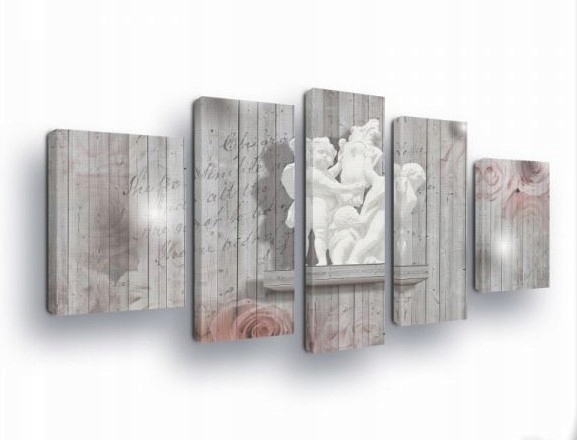 Obraz 170x100 modulárny triptych bez rámu vintage ruže anjeli putto shabby