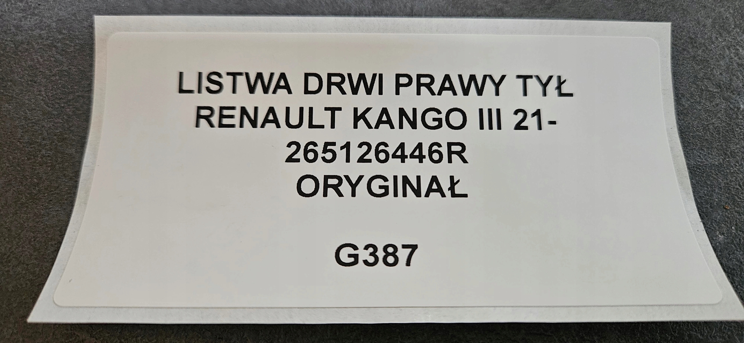 moulding door right rear part RENAULT KANGOO III 21- original 265126446R