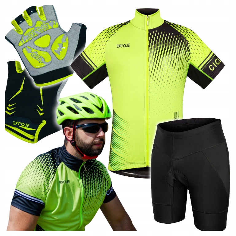 Pánské cyklistické oblečení Cyklistický set M Tričko Kraťasy Rukavice