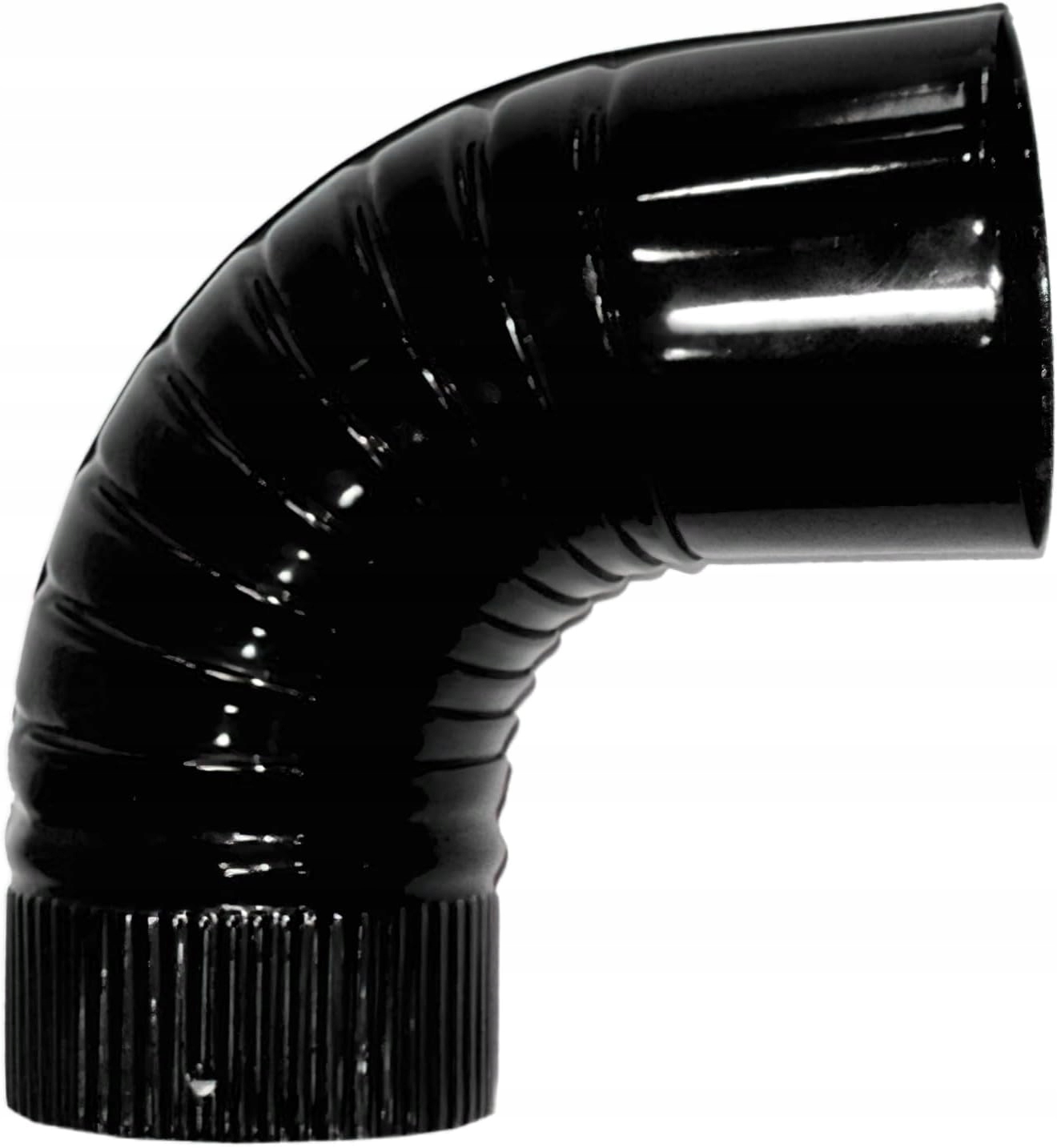 Zahnutá trubka pece/rohový prvek, glazurovaná, černá, 120 mm, 90°