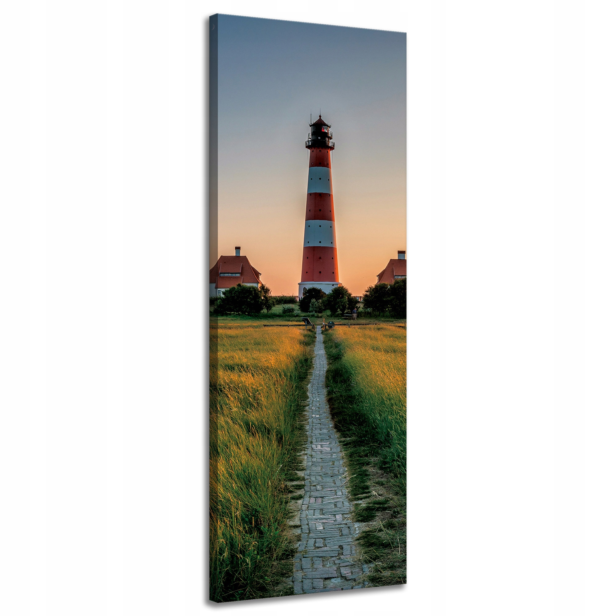 Obraz na plátně Městečko Maják Bílo-červený Západ Slunce 40x120 cm