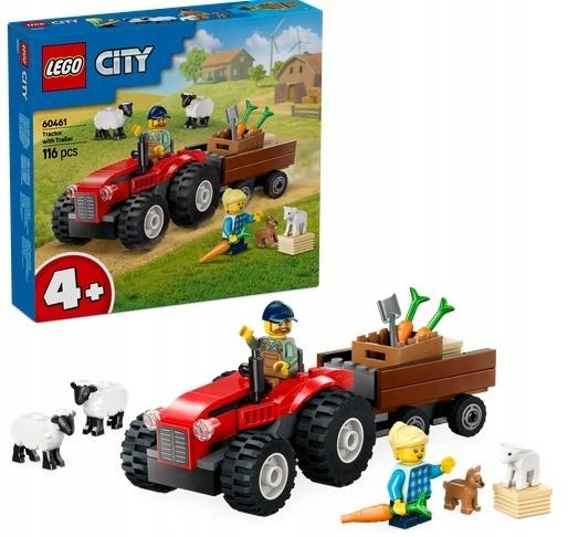 Lego City 60461 Czerwony traktor z przyczepą i owc