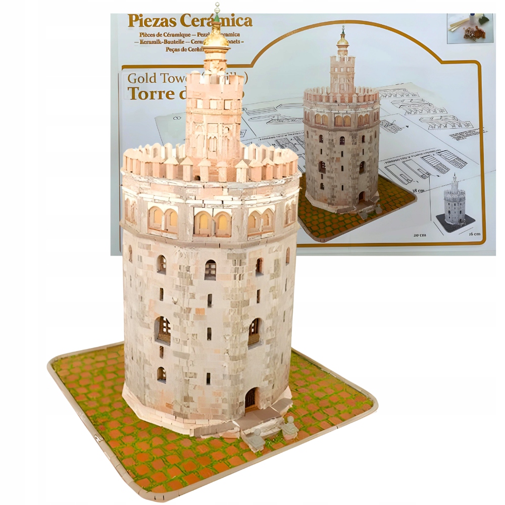 Model 3D Cuit Składany Miniaturowy Domek z Cegły Złota Wieża
