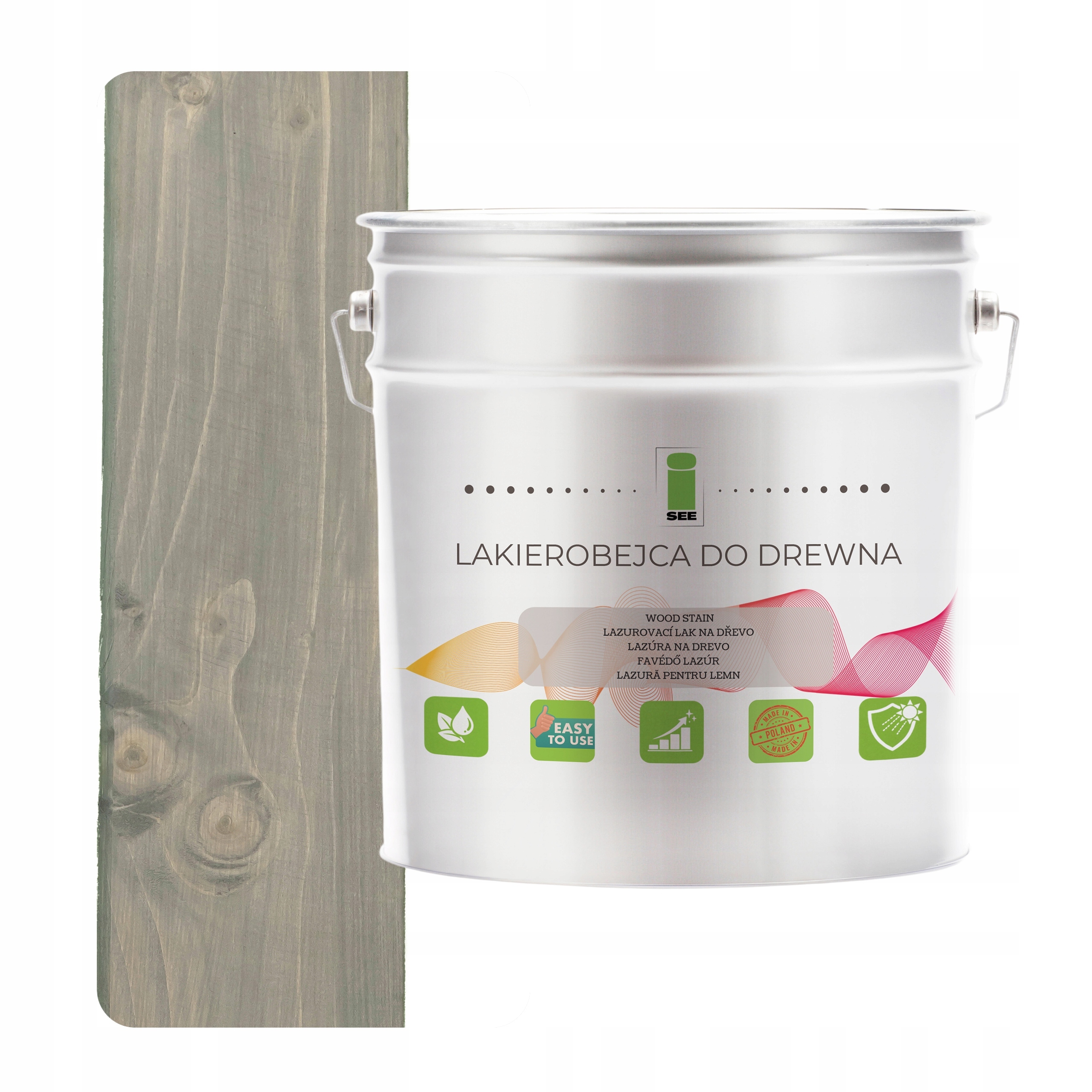 Lak na dřevo šedý, hydrofobní, bez zápachu, polomatný, 3v1 2,5L 7046