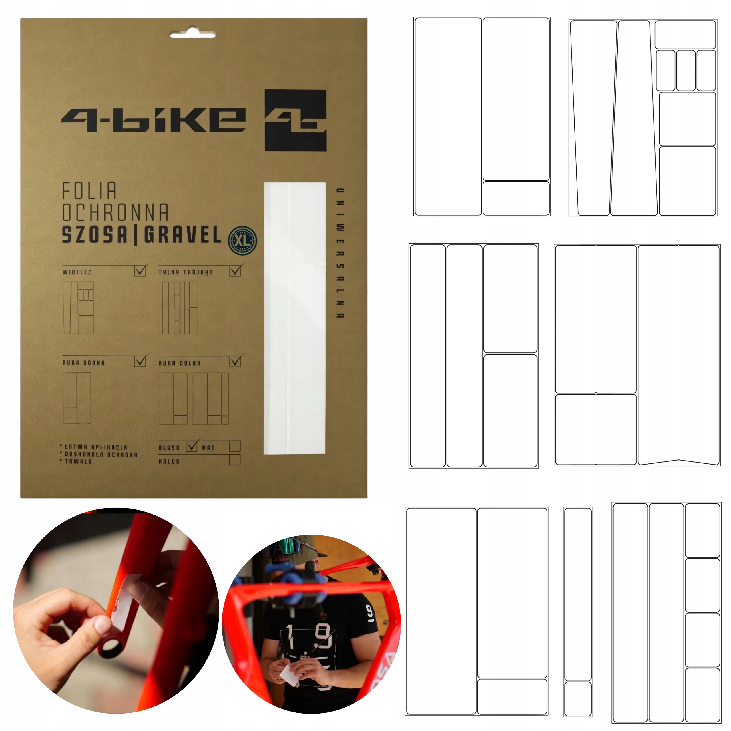 Folia ochronna na rower Szosa Gravel XL połysk Total
