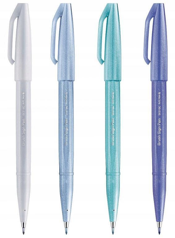 Zestaw 4 Pisaków PENTEL Sign Brush Pen NIEBIESKIE (5902894023583