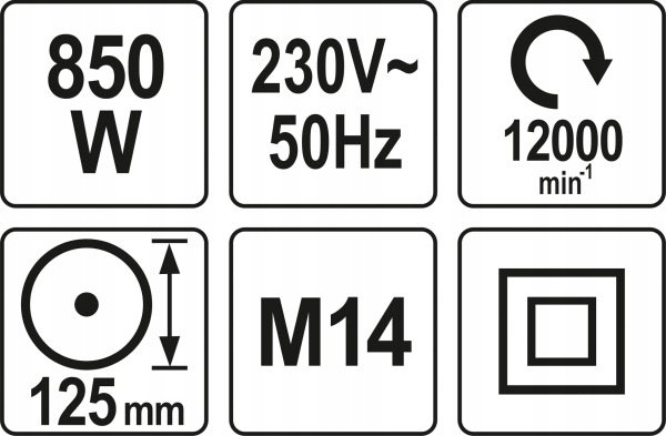 Úhlová Bruska 230 V, 850 W, 125 MM