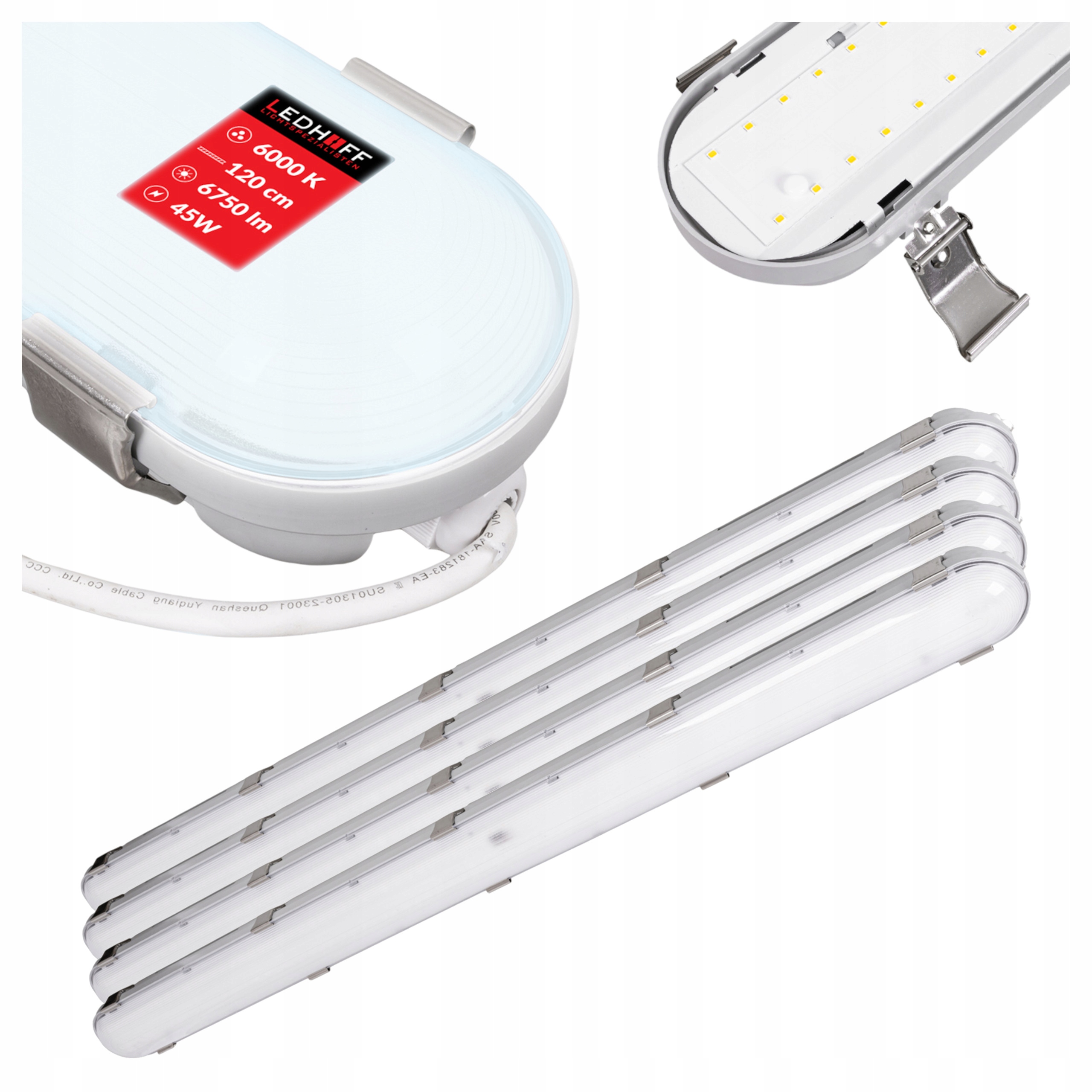 Led lampa do garáže 120 cm Hermetická dielenská panelová IP65 x4