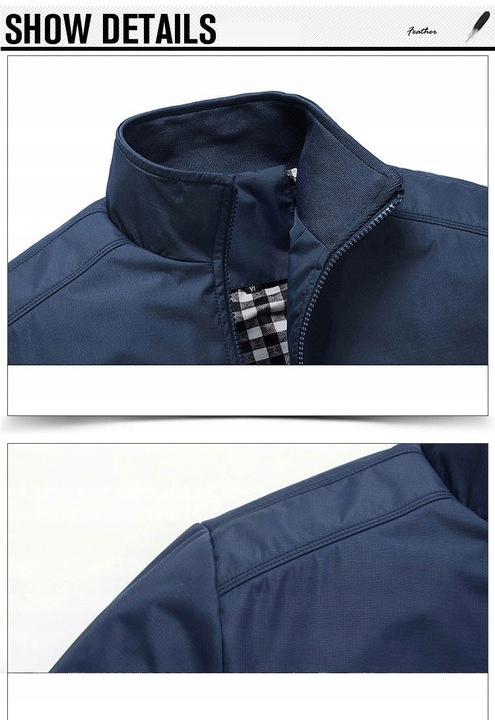 ELEGANCKA KURTKA MĘSKA BOMBERKA STÓJKA WIOSNA,XXL Długość inna