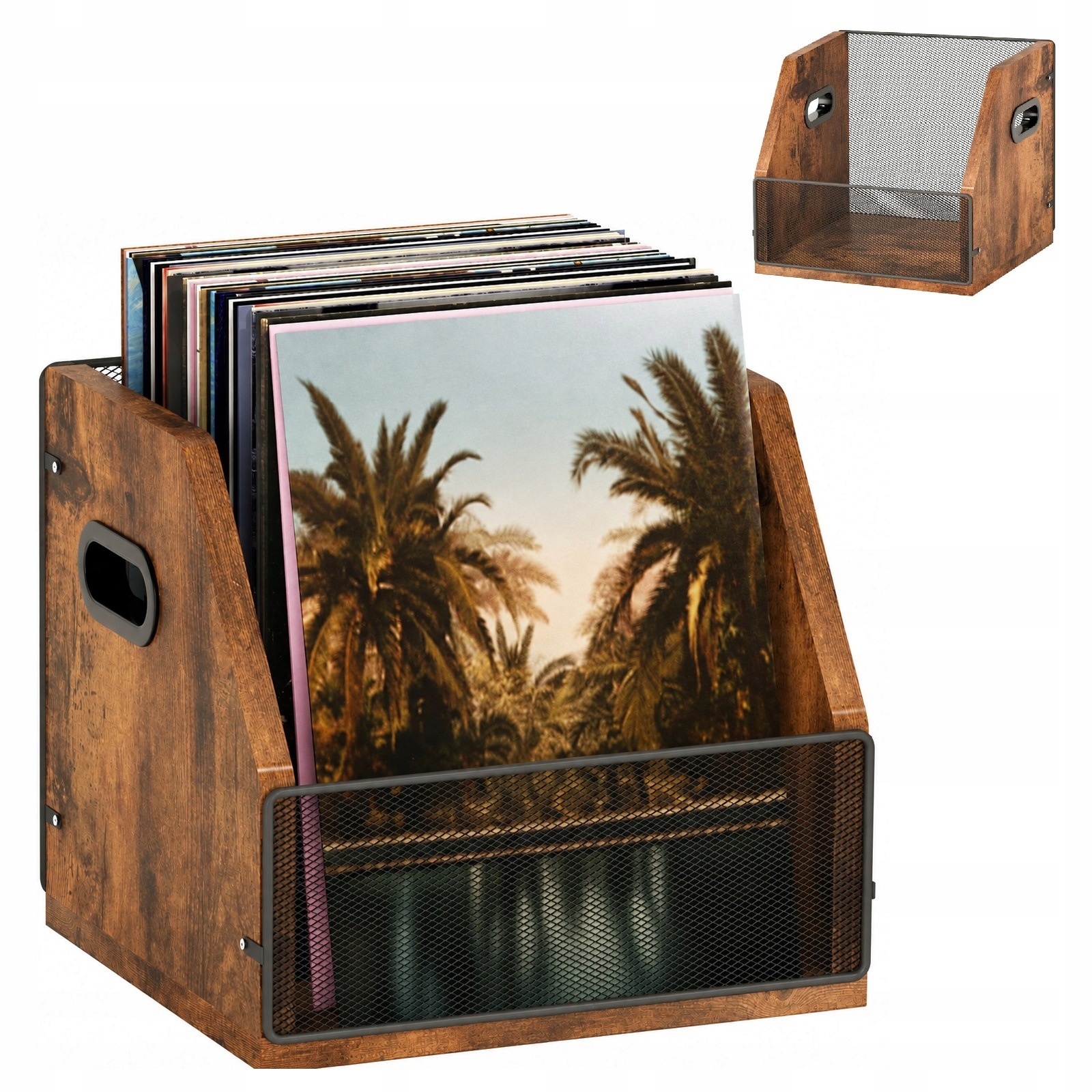 Stojak pojemnik na płyty winylowe Lp książki organizer 37,5 × 29 × 29,5 cm