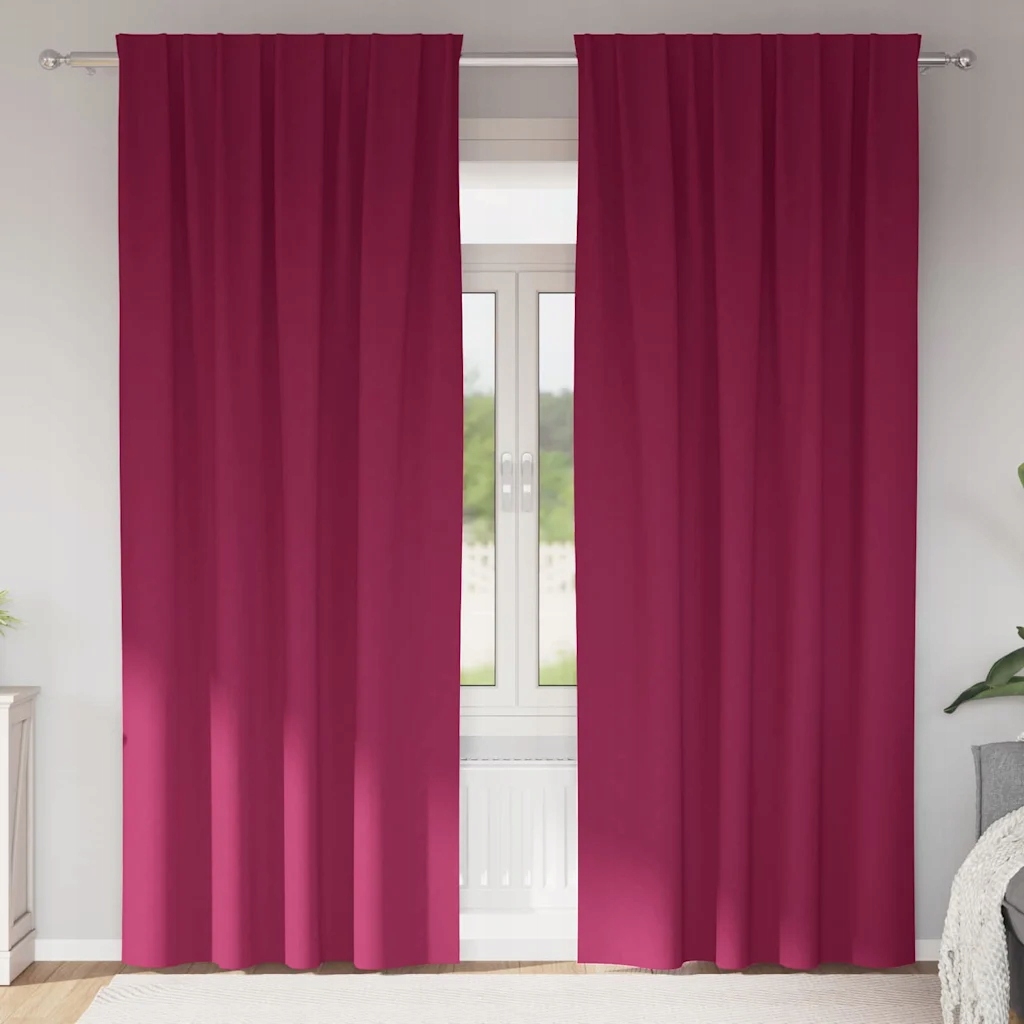 vidaXL Závěsy na zatemnění s kroužky 2 pcs Víno Červené 245 x 140 cm