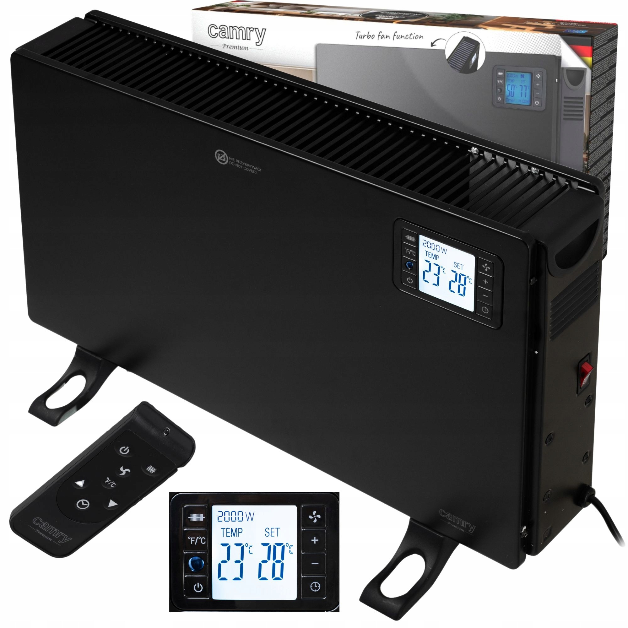 Elektrický Konvektor LCD Funkce Turbo Časovač Termostat Dálkové ovládání