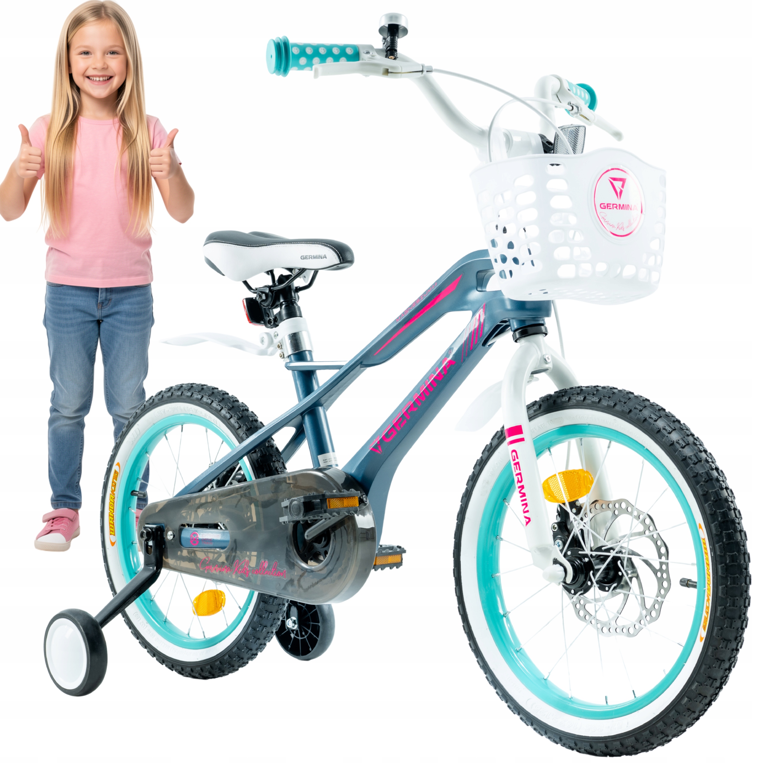 Rowerek dziecięcy dla dziewczynki 16 Lekki tarcze kółka boczne