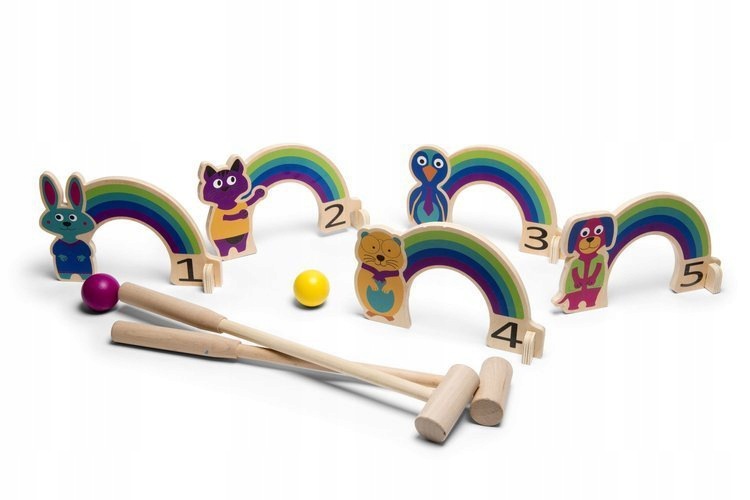 Drewniany krykiet dla dzieci zestaw Bs Toys Tęcza