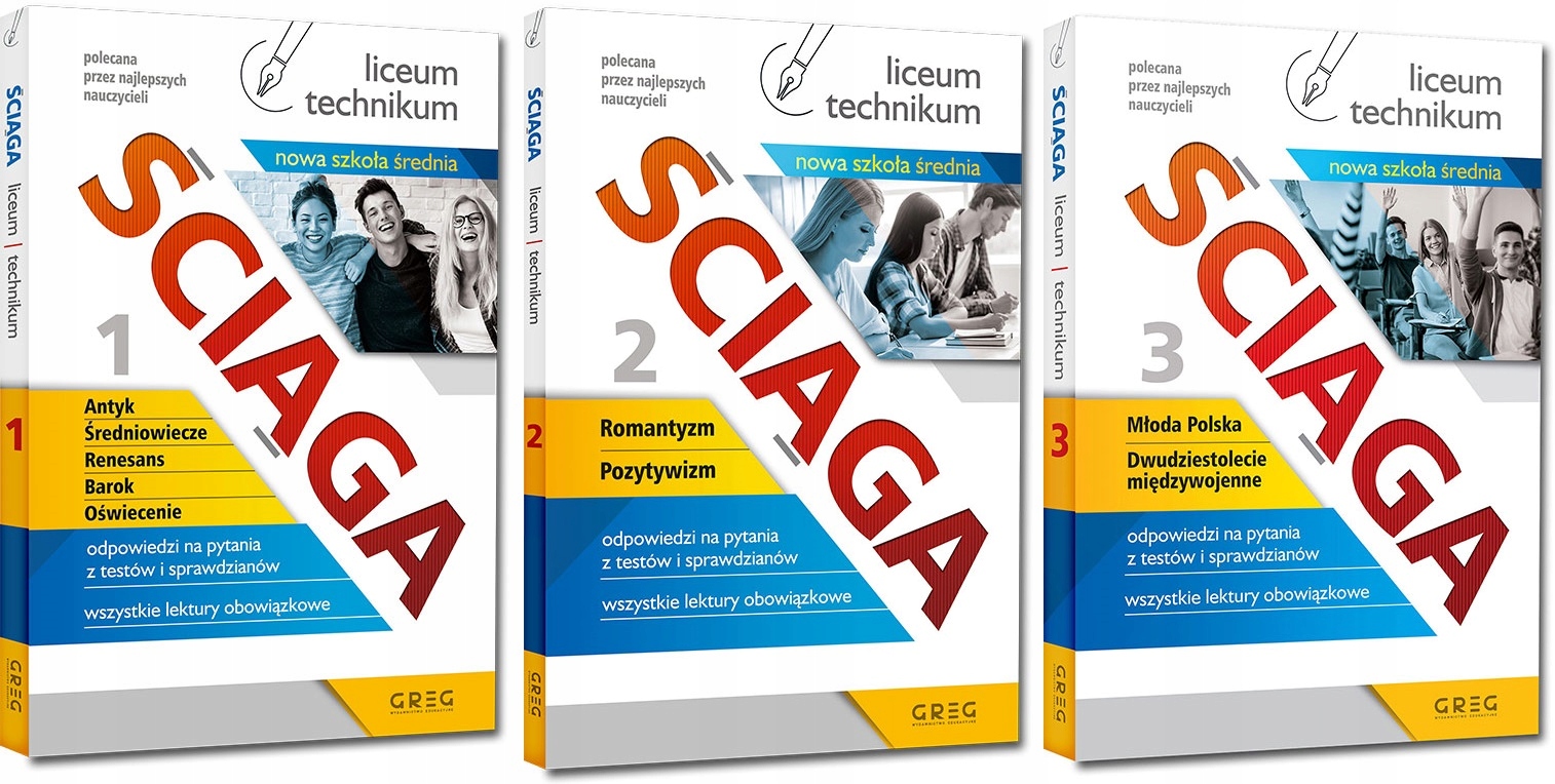 

Ściąga Liceum Technikum Lektury Pakiet 3 Tomy