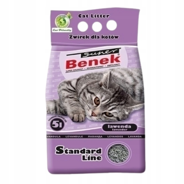 Levně Benek Stelivo pro kočky bentonitové Standard – Levandule 25L