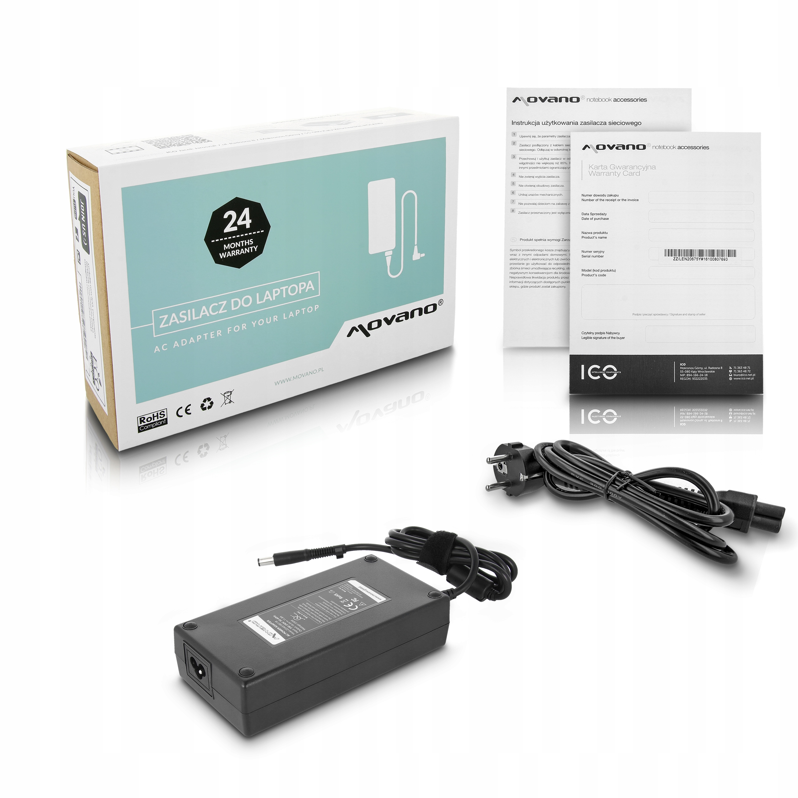 Napájecí adaptér Movano 19.5v 11.8a 7.4x5.0 230W pro Asus