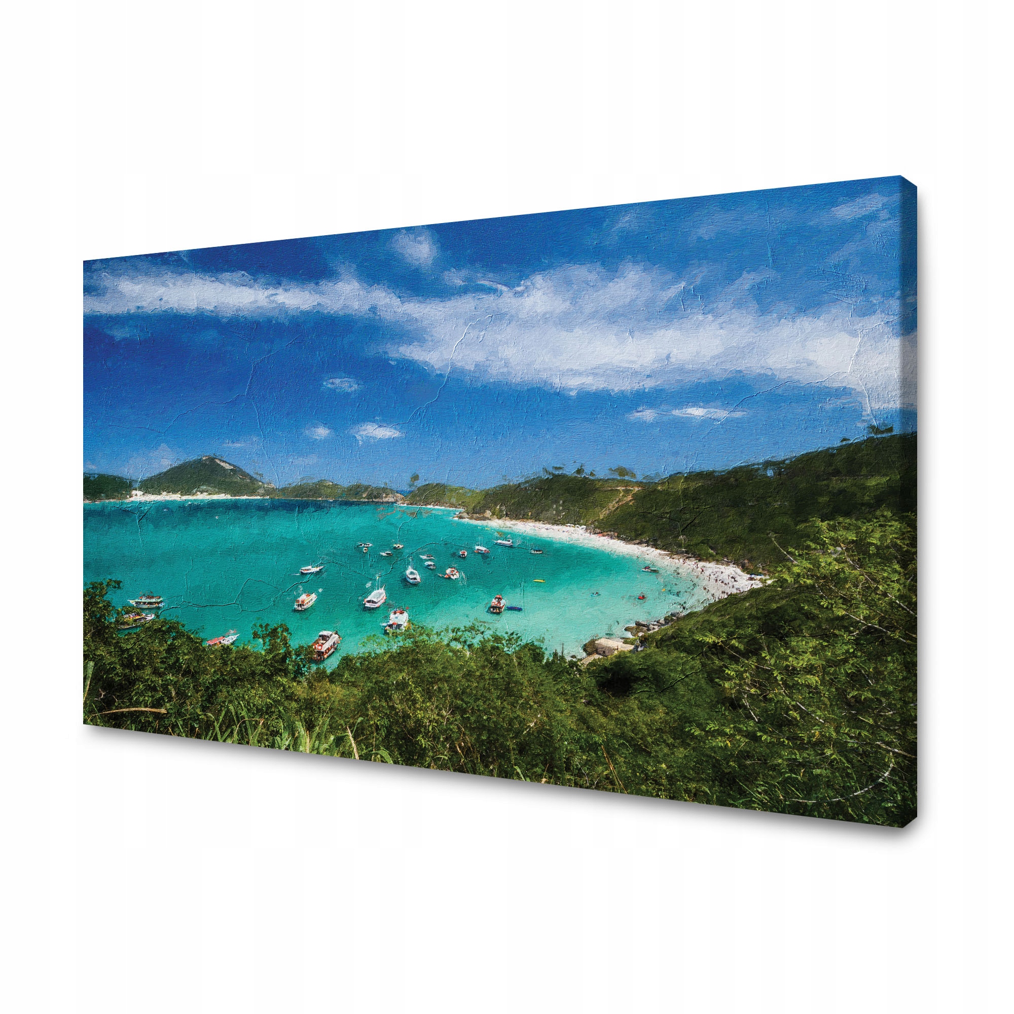 Obraz na plátně Léto Hory Jezero Lodě Slunce 90x60 cm