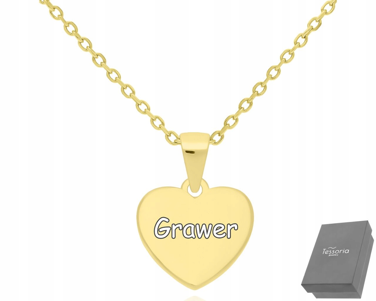 Zlatý Náhrdelník Srdce Gravírování Jako Dárek Pro Ženy délka 55 cm ryzost 925