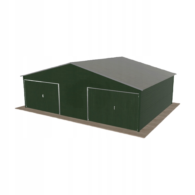 Plechová garáž 8x6 m dvoupolohová, dvoupolohová, zelená