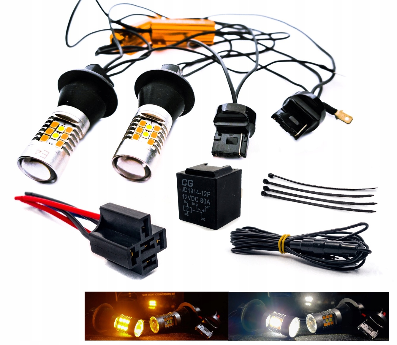 2w1 - Индикаторы направления + дневные светодиодные 2in1 DRL w21w 7440 США