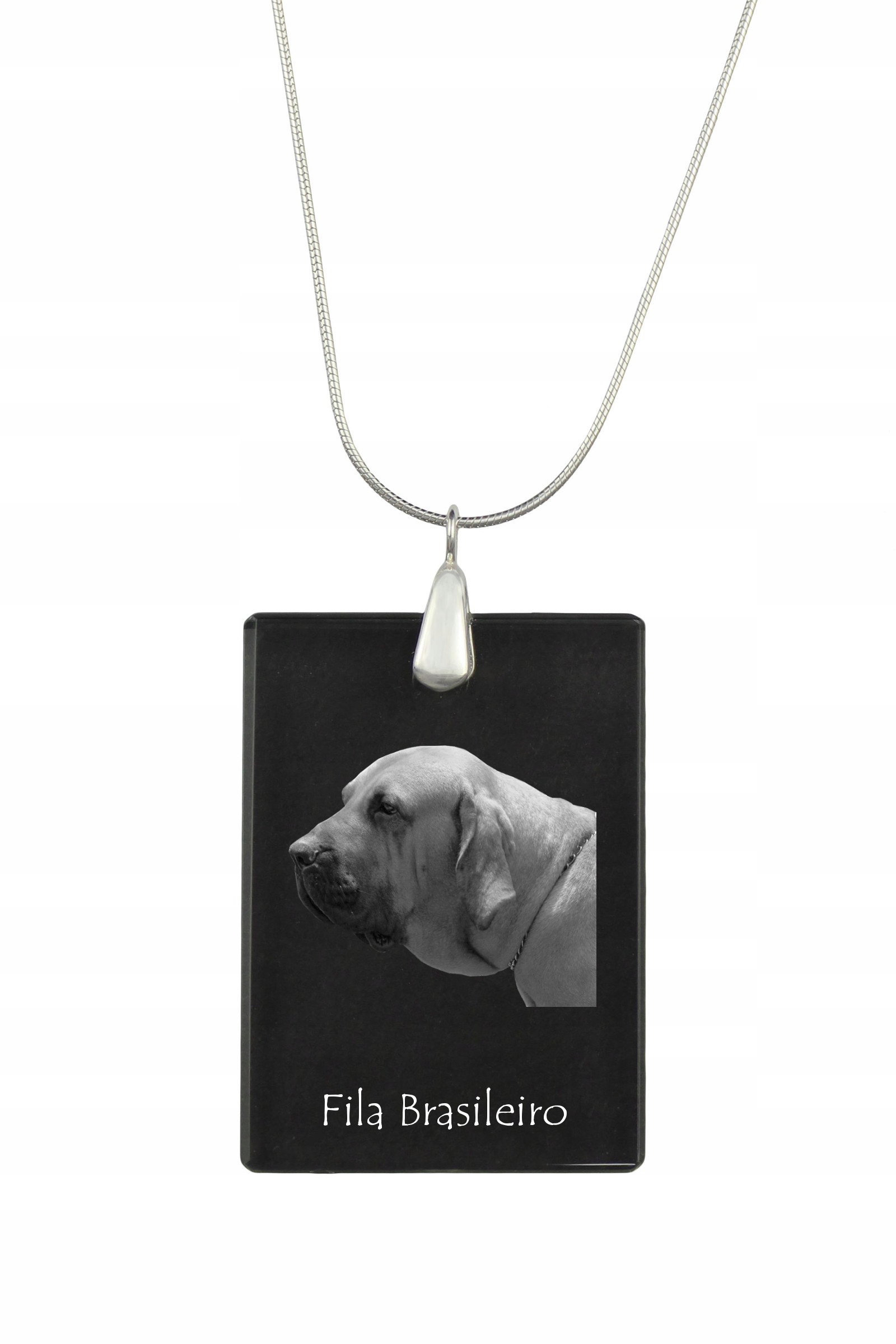Fila Brasileiro stříbrný náhrdelník s křišťálovým přívěskem se psem