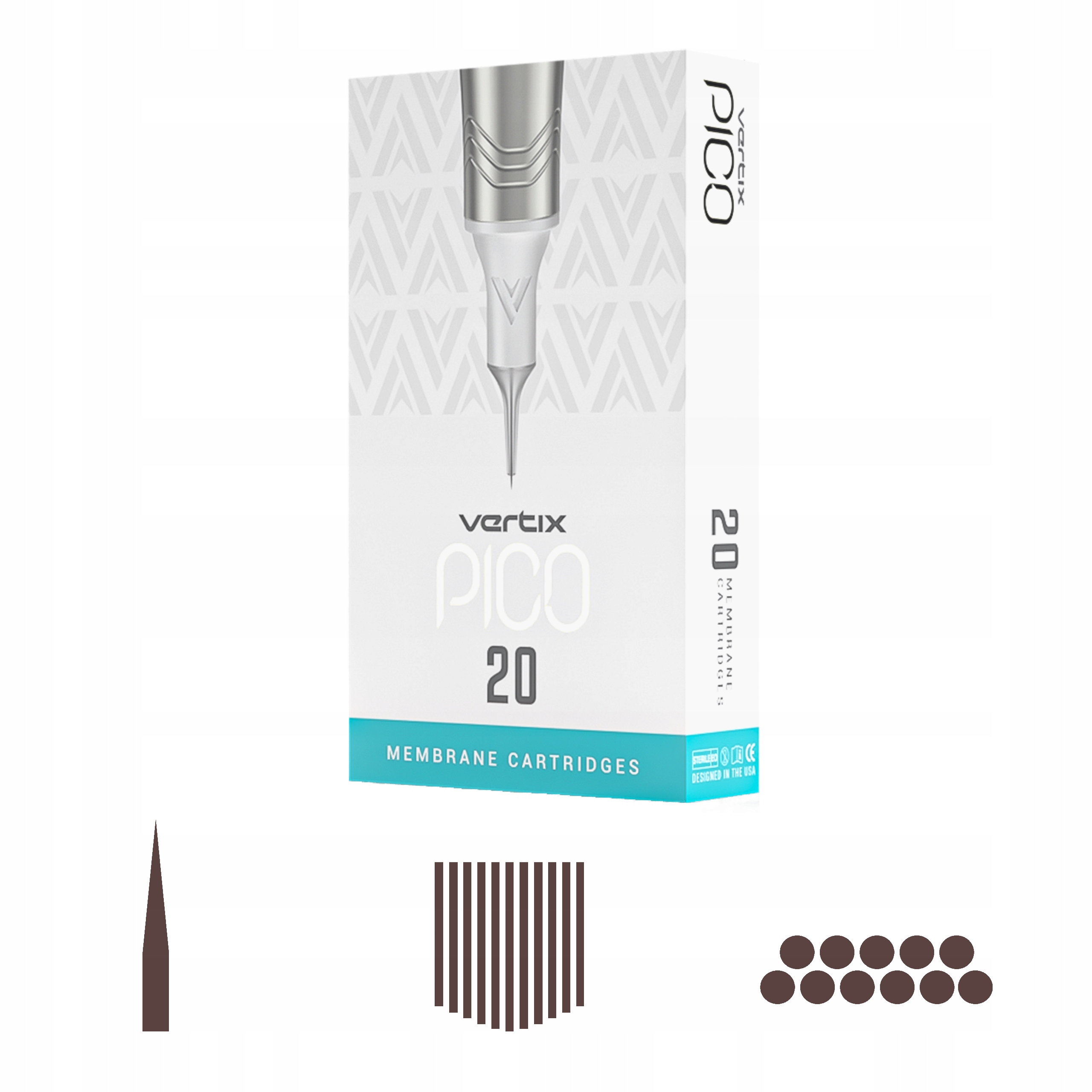 Vertix Pico 11CM 0.25mm Lt 20kusů jehla pro Pmu Vp 11Magnum Curved 25 Long