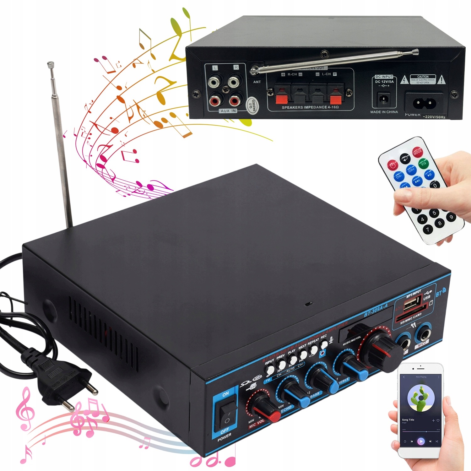 100W Audio Zesilovač S Vstupem MIC Bluetooth Sd Usb Pro Dárek LCD Fm