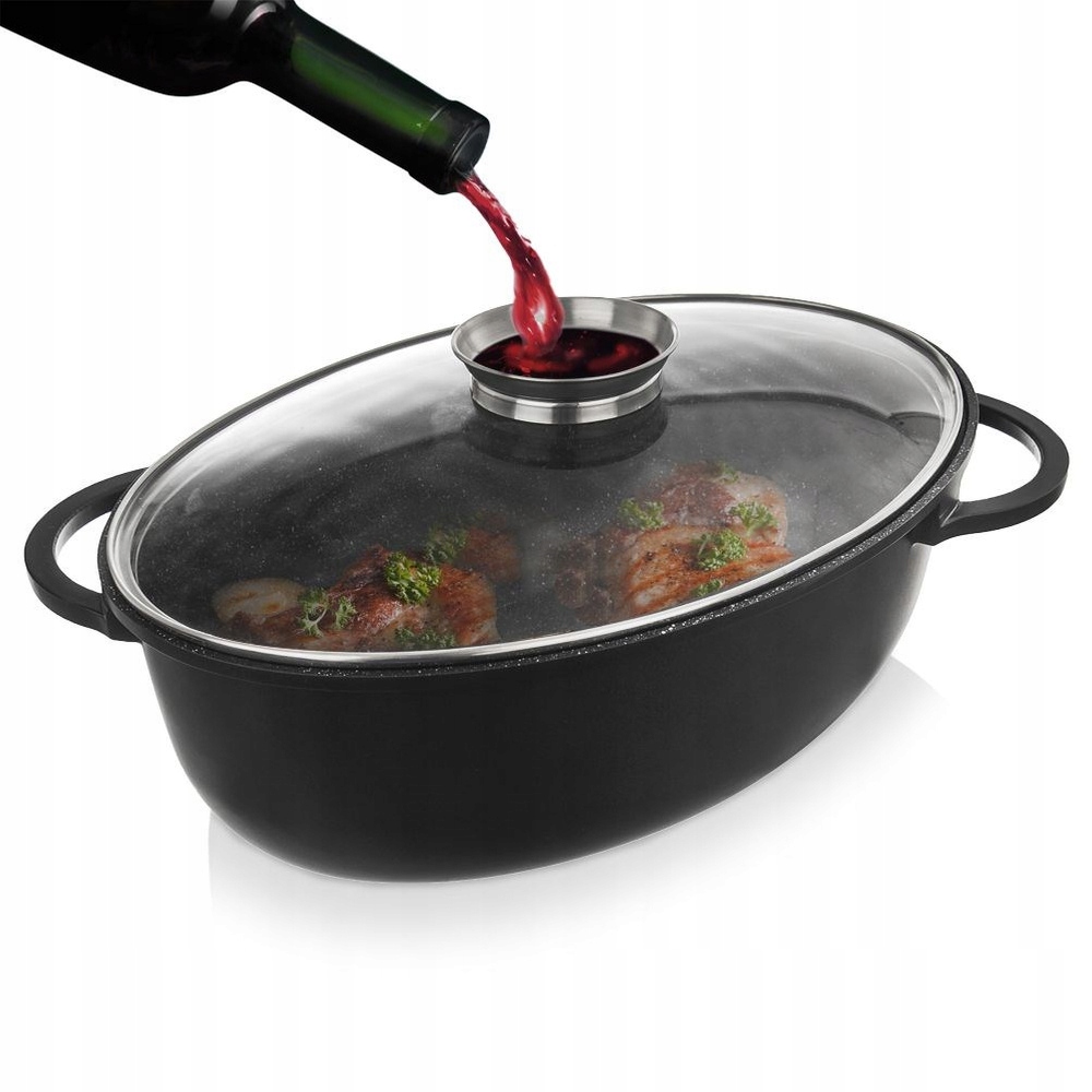 Oválna Granitová Pekáčová Husačka S Pokrievkou Na Indukciu 8 L 45 CM