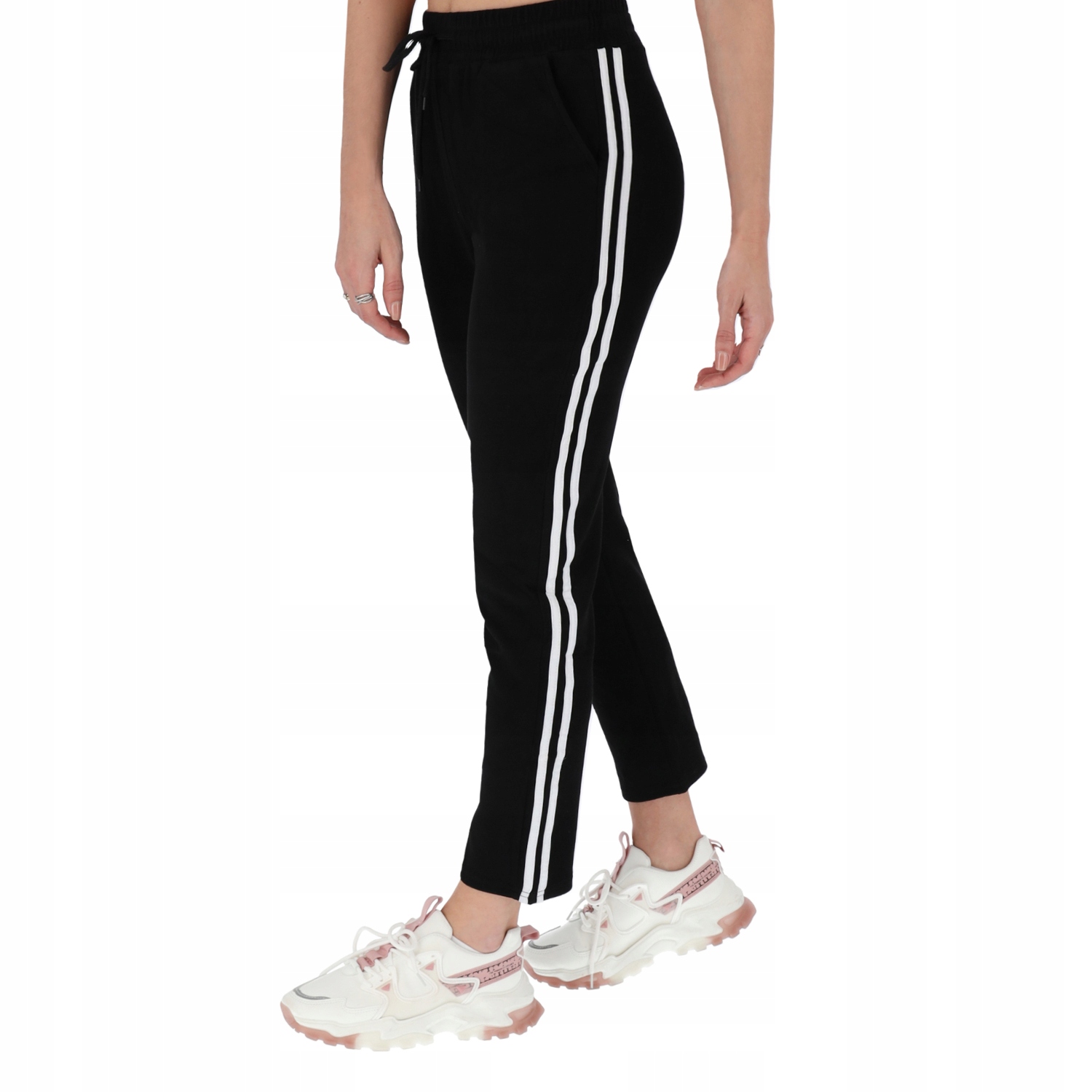 

Damskie Spodnie Dresowe Na Gumce Lampasy XL/2XL