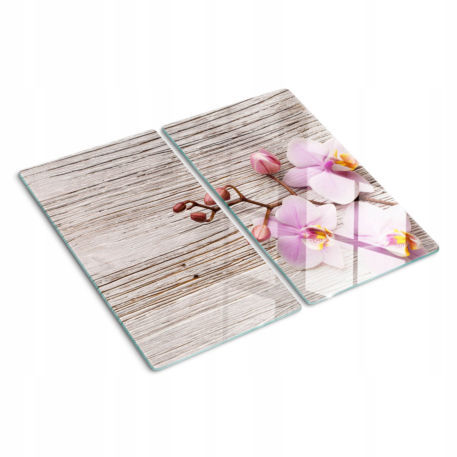 Desky Tvrzené Sklo s ozdobným vzorem Orchidej na dřevě 2x30x52 cm