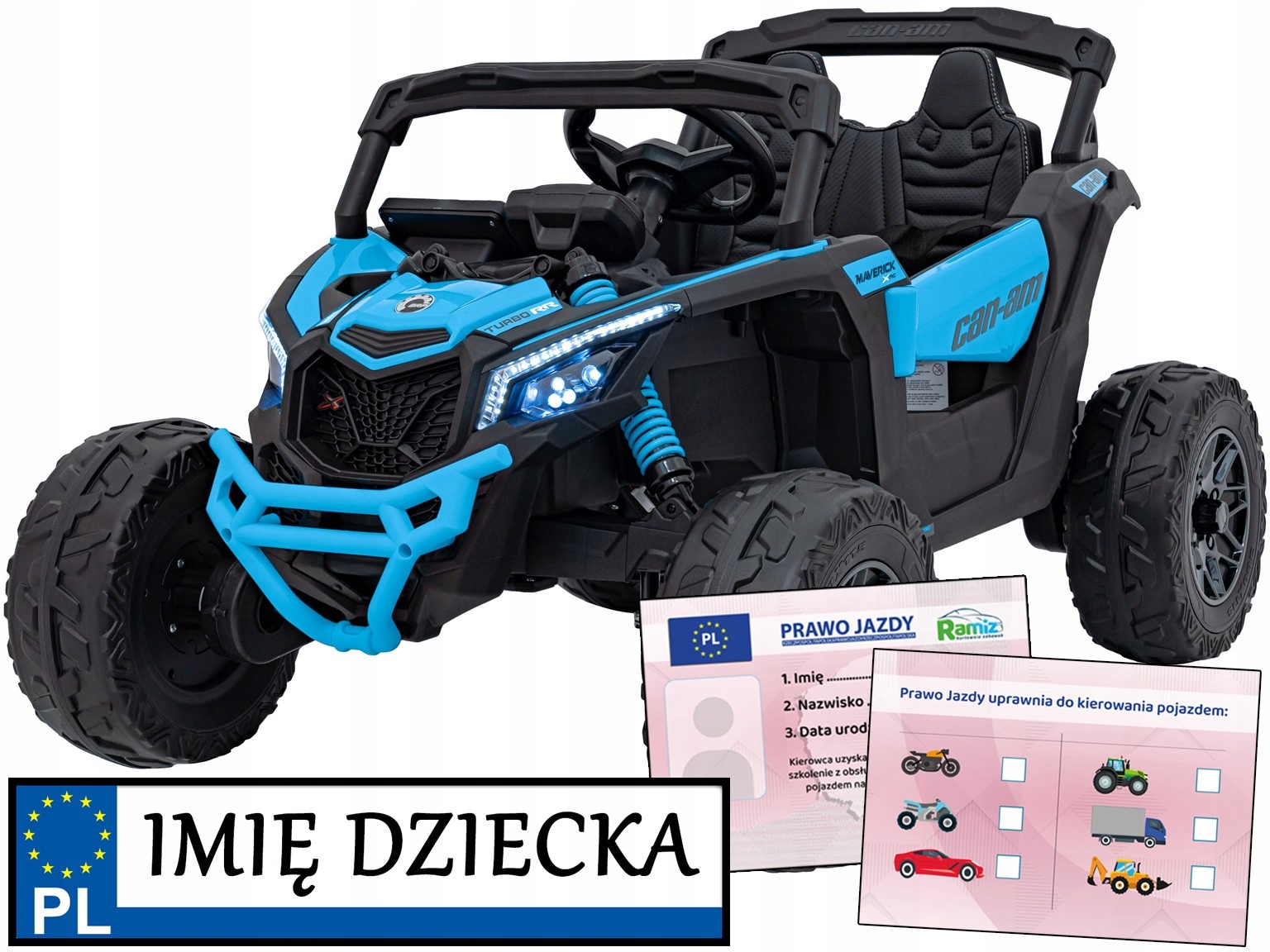 duże autko na akumulator At Can-am Maverick 4x200W 4 mocne silniki Duże Koł