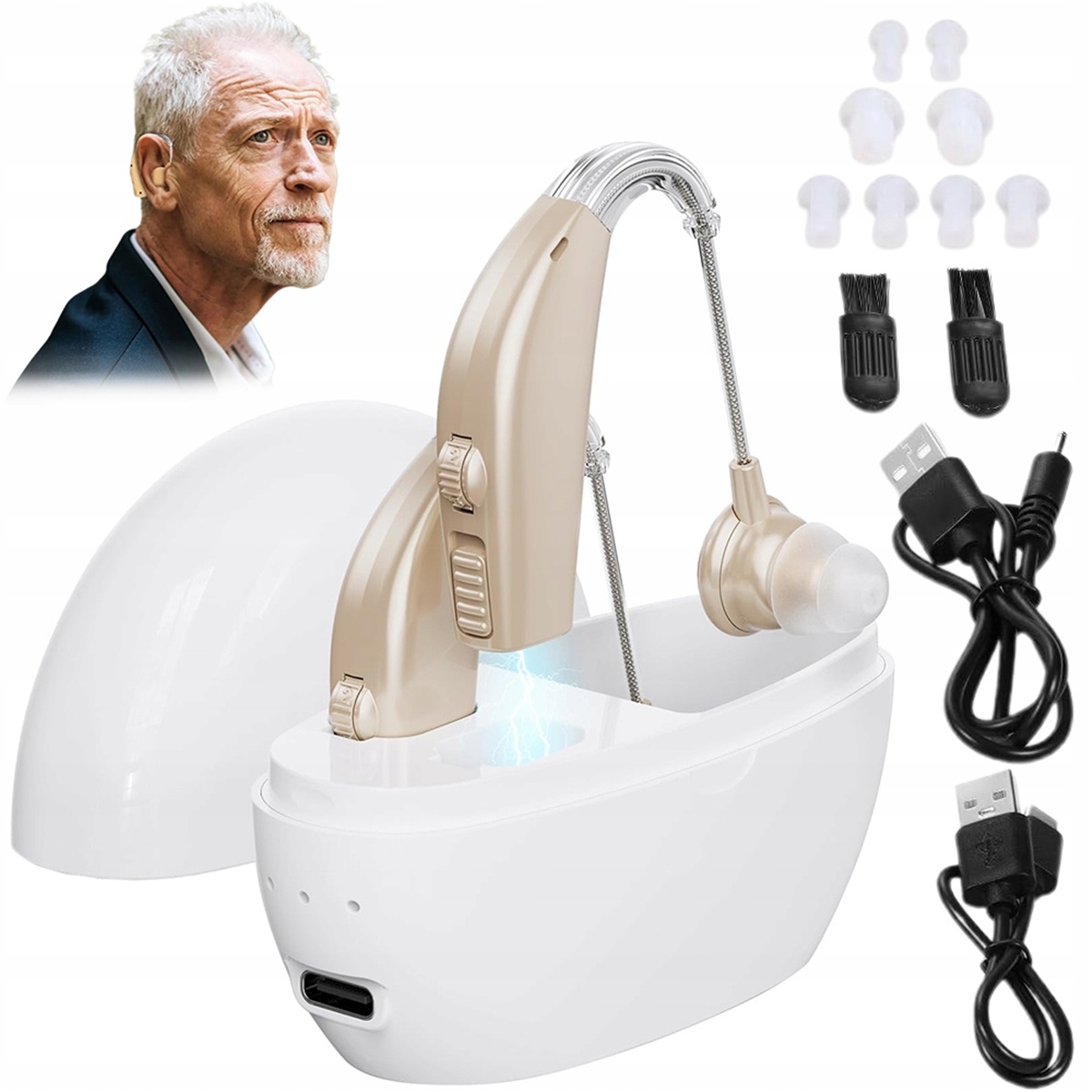 Aparaty Słuchowe Inteligentna Redukcja Szumów Usb Ładowalne Kompaktowe