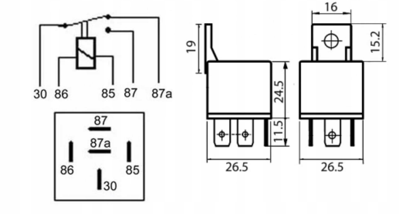 Przekaźnik samochodowy uniwersalny automat do DRL LED 12V 5 PIN 40 Amper Stan opakowania oryginalne